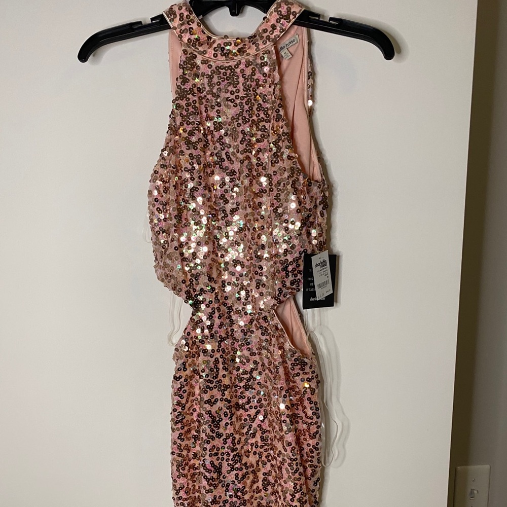 Charlotte Ruse pink sequin cutout dress